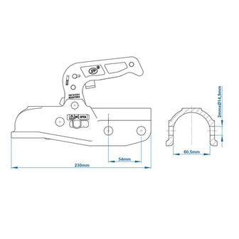 T te d&#039;attelage ronde 60mm frein ee