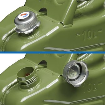 Bidon 10L metal vert avec bouchon a vis magnetique homologue UN-TuV/GS