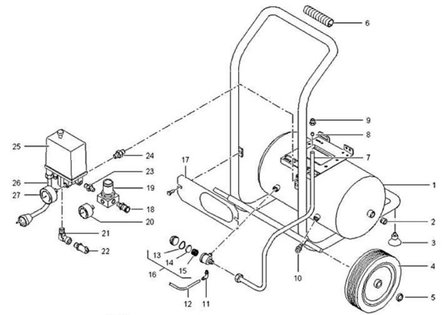 Compresseur de chantier mobile hos 10 bars, 10 liter