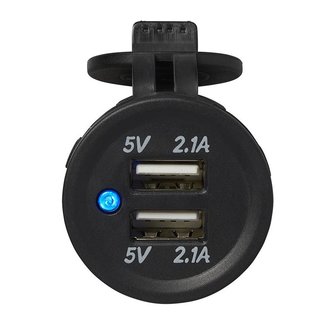 Bo&icirc;tier d&#039;encastrement USB double type A 2x2100mA 12V/24V