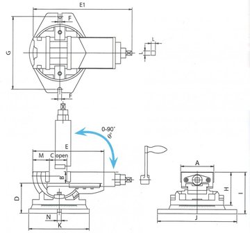 Etau bi-axial mecanique reglable