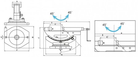 Etau bi-axial mecanique reglable - large ouverture 110mm