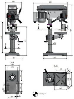 Perceuse a table diametre 25mm - 615x330x1015mm