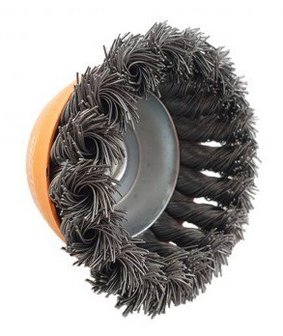 Brosse en acier en forme de cuvette torsadee diametre 75mm