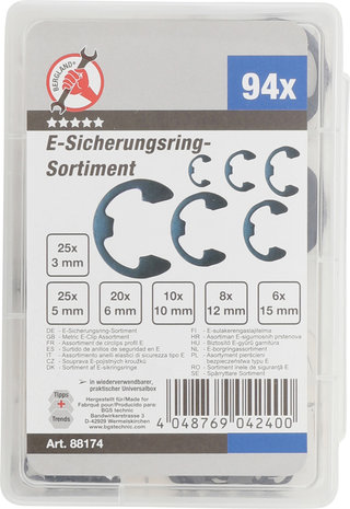 Echantillonnage e-clip metrique 3-15 mm 94 pcs.