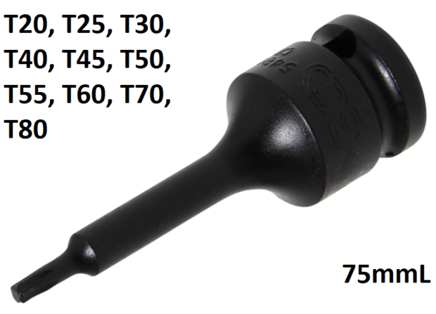 Douille a embouts a choc (1/2) profil T (pour Torx) T20 - T80mm