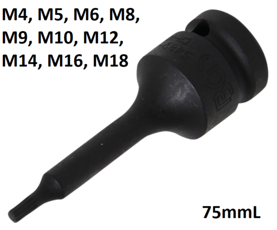 | denture multiple intérieure 1/2 Douille à embouts à choc BGS 5482-M4 12,5 mm pour XZN M4 