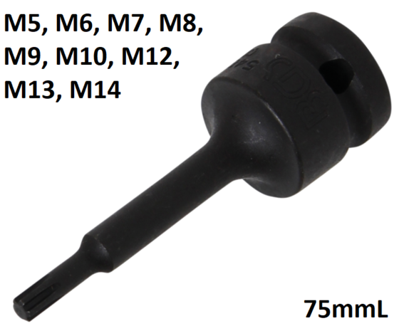 Douille a embouts a choc 12,5 mm (1/2) profil cannele (pour RIBE) M5 - M14