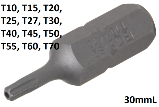 Embout TX perce T10 Bit, 30 mm long, 5/16