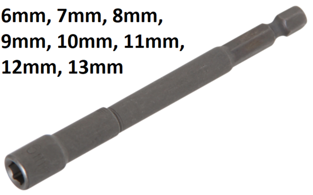 Socket, extra long, avec 6 pt. Drill arbre 6mm