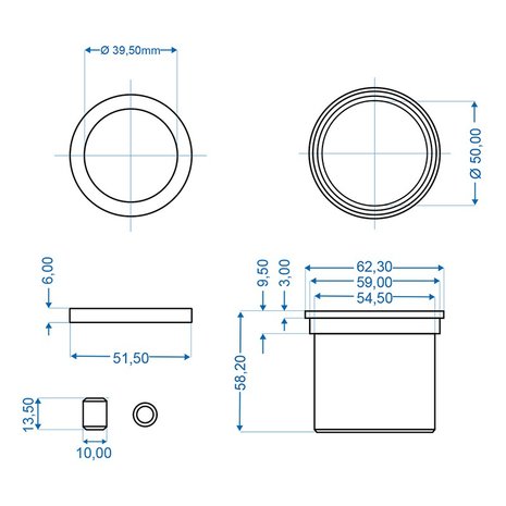 Palier lisse pour frein a inertie compatible avec Knott KF27A - KF30C - KRV30B - KRV30A/B
