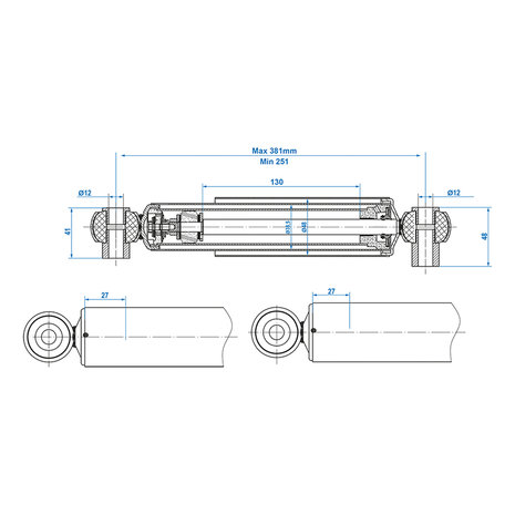 Amortisseur 1300-1800kg CC=250-380 jeu de 2 pieces