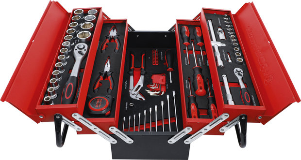 Caisse a outils metallique avec assortiment d’outils 86 pieces