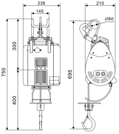 Palan a cable 500 kg sans fil