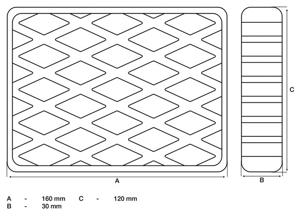 Bgs technic Rubberen pad voor hefplatforms 160 x 120 x 30 mm