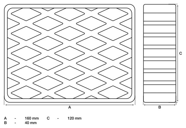 Bgs technic Rubberen pad voor hefplatforms 160 x 120 x 40 mm