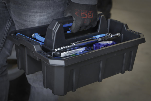 Mallette de transport d'outils en plastique renforce avec assortiment d'outils 66 pieces