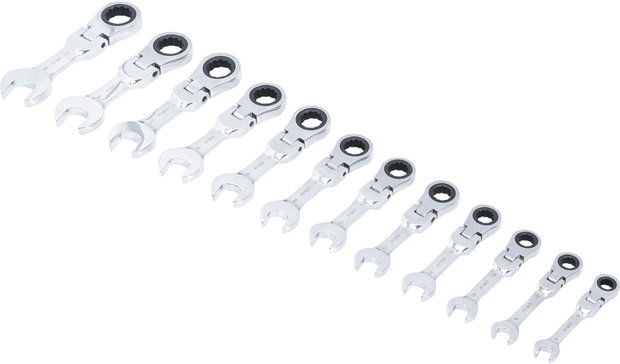 Combinaison Ratchet Ring Wrench Set, extra court, 12 pieces, Offset