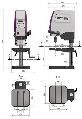 Perceuse d'etabli vario diametre 16 mm 1x230V