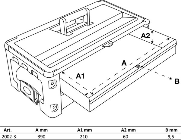 Supplement de caisse a outils a coque dure 2 tiroirs pour art. 2002