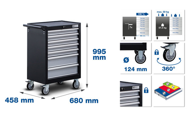 Servante d'atelier 7 tiroirs avec 246 outils