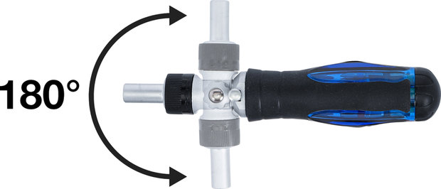 Jeu d’embouts de tournevis articule avec poignee rotative a fonction cliquet, reversible 14 pieces