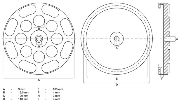 Plato de goma pour pont elevateur Ø 120 mm