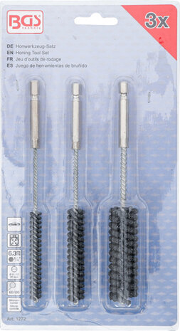 Jeu d’outils de rodage flexible empreinte six pans male 6,3 mm (1/4) grain 60 / 80 8 - 12 - 20 mm 3 pieces