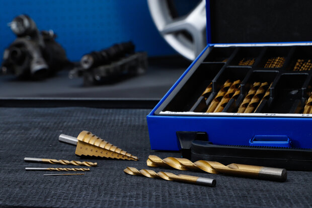 119 pieces Twist & Step Drill Set HSS Titanium Coated, 1-10 mm