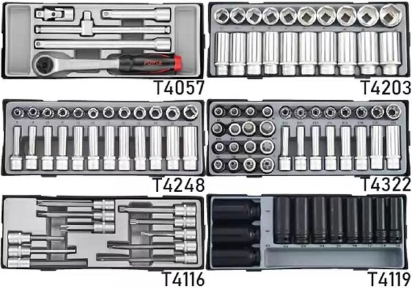 Chariot a outils jumbo noir avec 8 tiroirs et 365 outils (EVA)