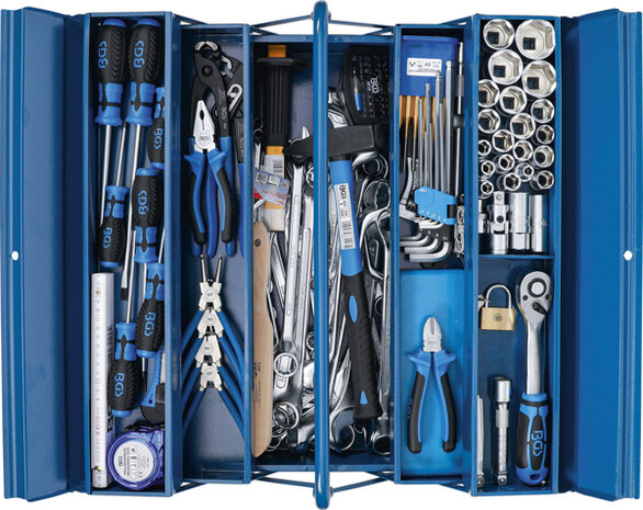 Caisse outils metallique, avec outils 137 pieces