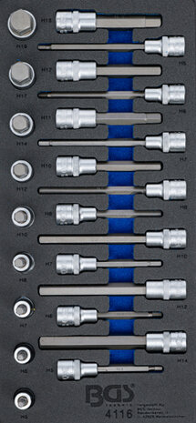 Plateau a outils 1/3: Embout a douille Set hexagonal interne de 12,5 mm (1/2 pouce) 24 pcs.