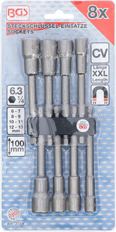 Socket Set, extra long, avec 6 pt. arbre de forage, 6-13 mm