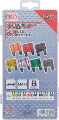 Assortiment de fusibles auto maxi 24 pieces