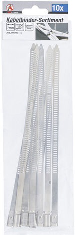 Assortiment de serre-cables inoxydable 7,0 x 200 mm 10 pieces