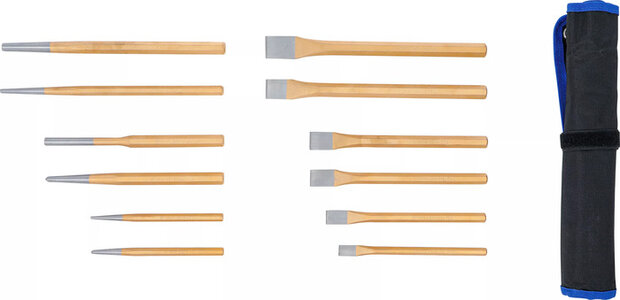 Jeu de chasse-goupilles, burins, pointeaux12 pieces