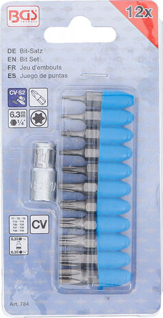 Jeu dembouts 6,3 mm (1/4) profil T (pour Torx) 11 pieces