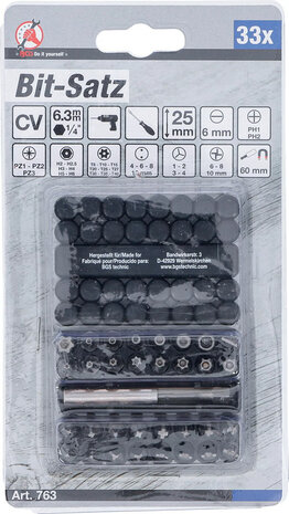 Jeu d'embouts courts (1/4) divers profils 33 pieces