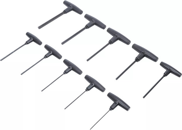 Jeu de tournevis avec poignee en T six pans interieurs 2 - 10 mm 10 pieces