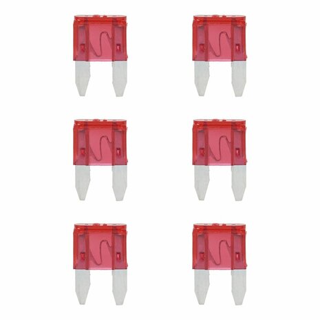 Fusibles a lame mini 10A rouge 6 pcs en blister