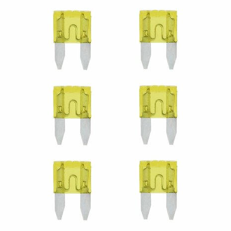Fusibles a lame mini 20A jaune 6 pcs en blister