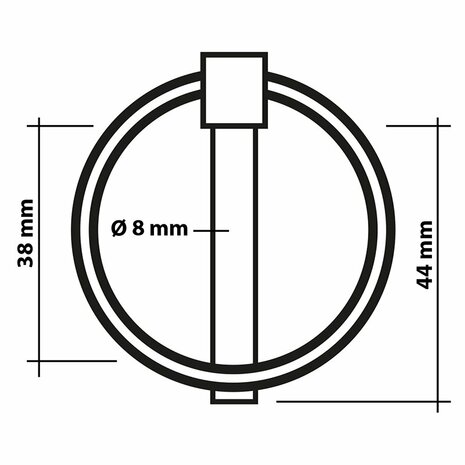 Goupille de verrouillage 8mm avec anneau 2 pieces sous blister