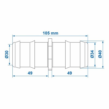 Passe-fil droit 40mm chaque