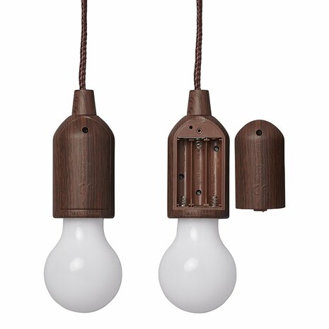 Lampe retro motif bois avec cordon 90cm