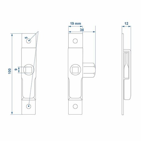 Serrure a petite boîte 100x19mm sous blister