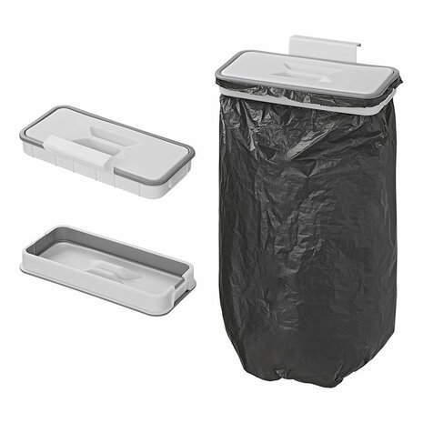 Support de sac poubelle a fixer sur porte avec couvercle