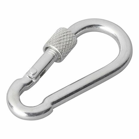 Mousqueton en metal 6x60mm avec fermeture a vis 2 pieces sous blister