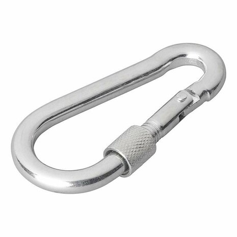Mousqueton en metal 8x80mm avec fermeture a vis 2 pieces sous blister