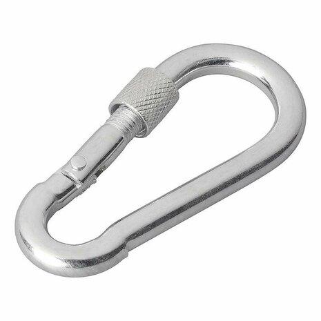 Mousqueton en metal 8x80mm avec fermeture a vis 2 pieces sous blister