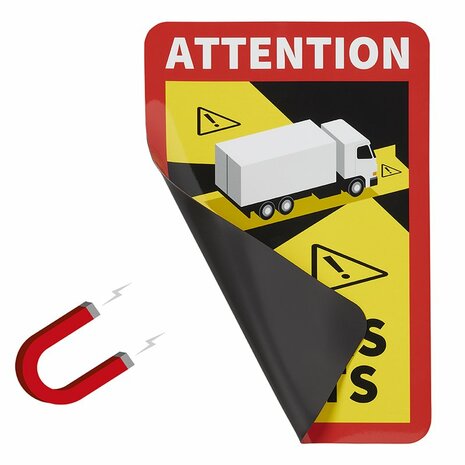Autocollant magnetique Attention Angles Morts !Camion